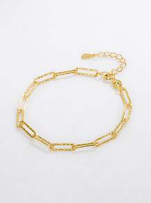 S925純銀手環女性時尚幾何鍍金手鐲首飾類 - 金黃色 - 查看 5