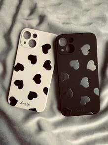 2 Peças Capa De Telefone Com Padrão De Coração Compatível Com Iphone15/15Plus/15Pro/15Promax - Multicolorido - Ver 1