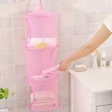 1pc Stuffed Animal Net Or Hammock 1Pc Hanging Stuffed Animal Storage 3 Compartments Toy Net Hammock For Stuffed Animals Organizer Mesh Stuff Animal Hammock For Kids Girls Room School Supplies School Accessories Back To School University Students Organizer - Pink - View 5