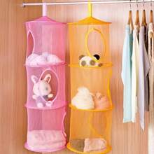 1pc Stuffed Animal Net Or Hammock 1Pc Hanging Stuffed Animal Storage 3 Compartments Toy Net Hammock For Stuffed Animals Organizer Mesh Stuff Animal Hammock For Kids Girls Room School Supplies School Accessories Back To School University Students Organizer - Pink - View 4