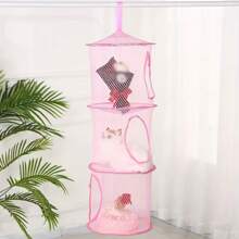 1pc Stuffed Animal Net Or Hammock 1Pc Hanging Stuffed Animal Storage 3 Compartments Toy Net Hammock For Stuffed Animals Organizer Mesh Stuff Animal Hammock For Kids Girls Room School Supplies School Accessories Back To School University Students Organizer - Pink - View 6