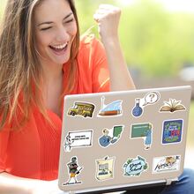 100入組/套卡通圖案貼紙,簡約風教室電腦剪貼簿塗鴉貼紙 - 彩色 - 查看 6