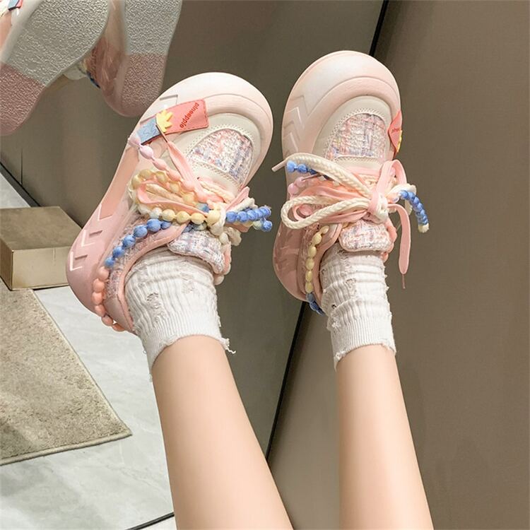 de mujeres original Zapatillas deportivas chunky con grueso , 2023 verano nueva llegada , elegante gradiente dopamina Zapatos deportivos , de moda casual Zapatos - Rosa - Añade 3