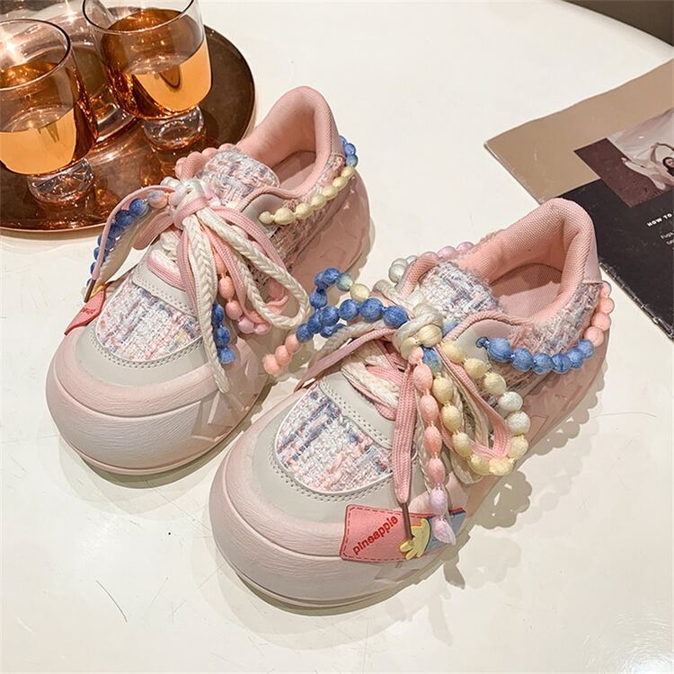 de mujeres original Zapatillas deportivas chunky con grueso , 2023 verano nueva llegada , elegante gradiente dopamina Zapatos deportivos , de moda casual Zapatos - Rosa - Añade 7