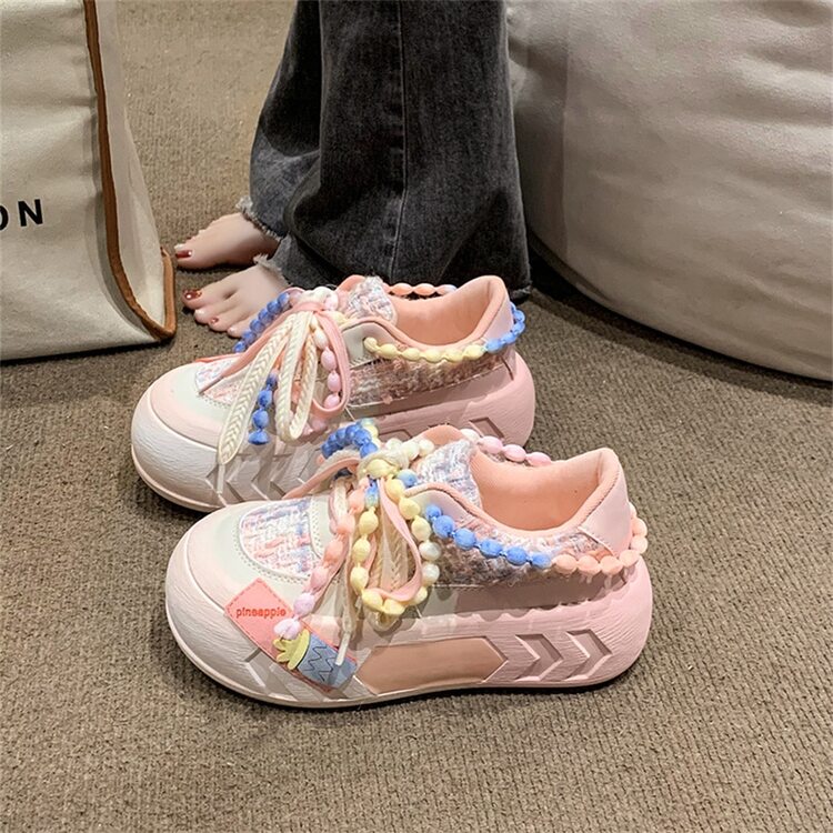 de mujeres original Zapatillas deportivas chunky con grueso , 2023 verano nueva llegada , elegante gradiente dopamina Zapatos deportivos , de moda casual Zapatos - Rosa - Añade 6
