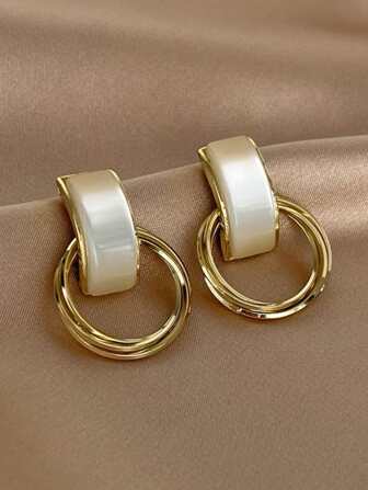 1 Pair Minimalist Luxury Geometric Vintage Earrings, Suitable For Daily Wear