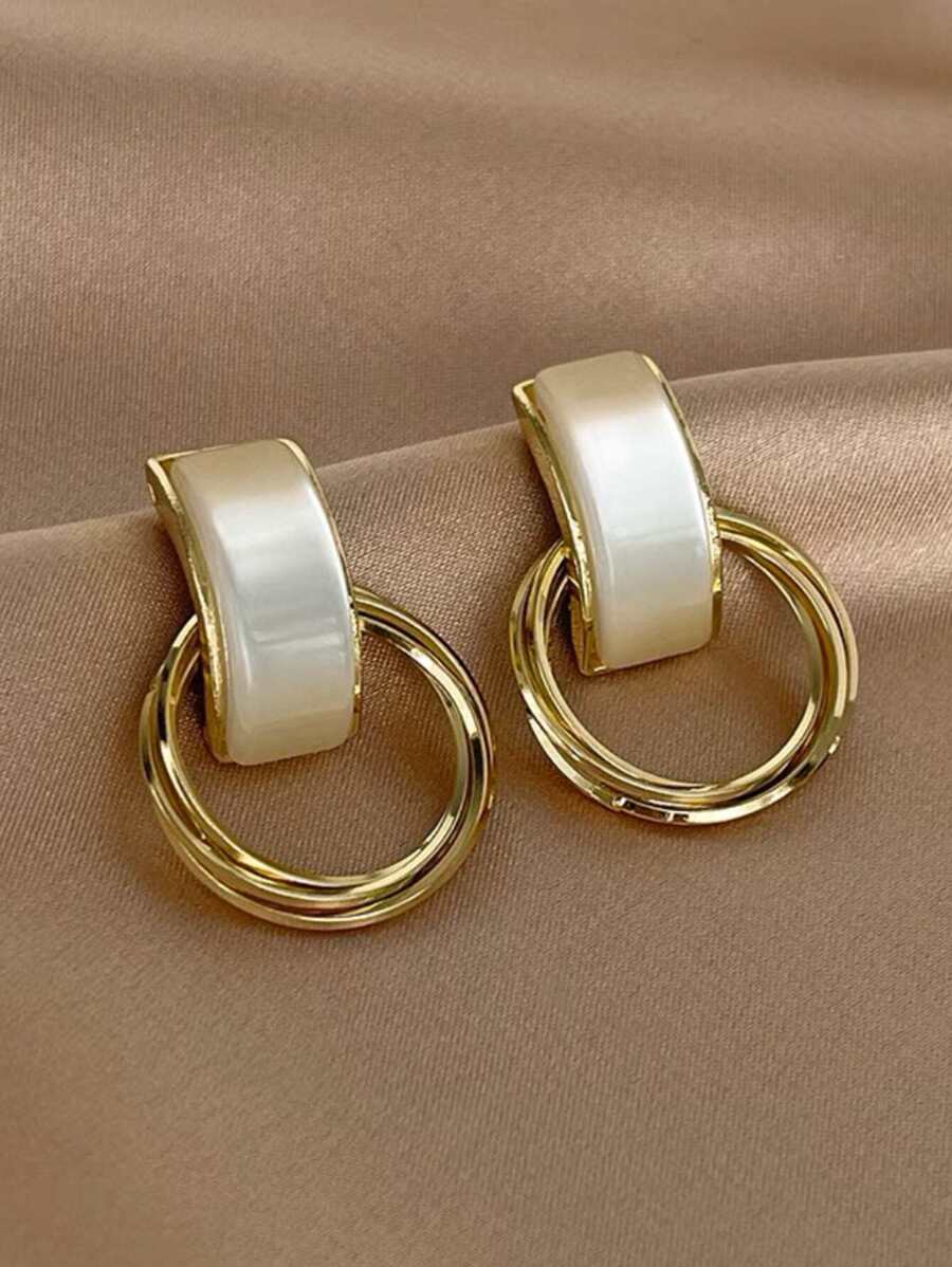 1 Paar minimalistische luxuriöse geometrische Vintage-Ohrringe, geeignet für den täglichen Gebrauch - Goldgelb - Übersicht 1