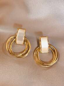 1 Paar minimalistische luxuriöse geometrische Vintage-Ohrringe, geeignet für den täglichen Gebrauch - Goldgelb - Übersicht 6