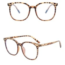 1 对女士时尚豹纹大框圆形光学眼镜，休闲日常佩戴眼镜配件女士 - 彩色 - 查看 4