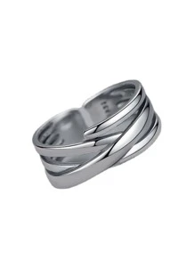 3 cái/bộ Retro & Tối giản Toàn trận Nam Nhẫn - Bạc - Xem 5