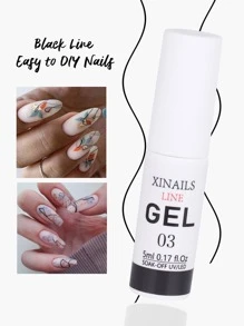 5 毫升黑色凝膠襯墊美甲、漩渦線法式指甲繪畫凝膠拋光劑,瓶裝內置薄美甲刷浸泡美甲繪畫凝膠 - 黑色 - 查看 2