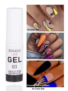 5 毫升黑色凝膠襯墊美甲、漩渦線法式指甲繪畫凝膠拋光劑,瓶裝內置薄美甲刷浸泡美甲繪畫凝膠 - 黑色 - 查看 4