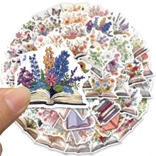 50pcs Book & Flower Themed Artistic Graffiti Sticker - Multicolor - View 4
