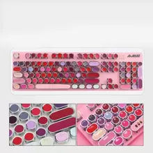 AJAZZ 104pcs Electroplated Punk Vintage Round Keycaps Steampunk Mechanical Keyboard Keycaps - Red and White - View 2