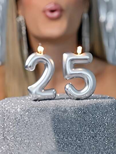 1pc Silver Number 0-9 Birthday Party Cake Decoration Candle