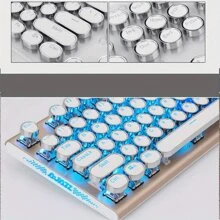 AJAZZ 104pcs Electroplated Punk Vintage Round Keycaps Steampunk Mechanical Keyboard Keycaps - Red and White - View 4