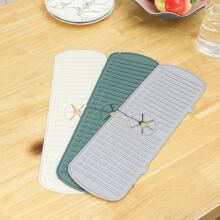 1pc Kitchen Sink Faucet Mat Splash Guard, Silicone Draining Pad, Drying Mat For Countertop And Bathroom - White - View 5