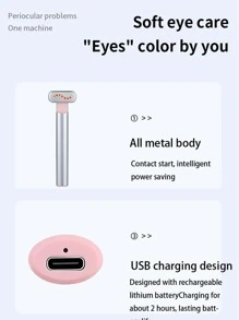 1 件裝眼部按摩器美容工具,採用微電流技術,適用於高級護膚、護膚美容棒、家庭旅行使用 - 銀色 - 查看 6