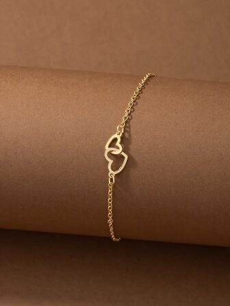 1 st dubbelspänne guldpläterad hjärtdetalj fotlänk för kvinnor, strandsemester smycken present Alla hjärtans dag, mamma, mor, mors dag, present