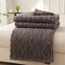 1pc Solid Color Coral Fleece Blanket 300g, Modern Rectangular Design With Rolled Edge, Soft And Comfortable, Dual Sided For All Seasons, Light And Thin Yet Warm, Made Of Ultrafine Fibers, Suitable For Home Use In Winter For Napping, Snuggling And Covering - 深灰色 - 查看 5