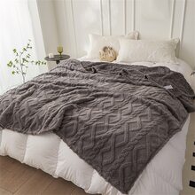 1pc Solid Color Coral Fleece Blanket 300g, Modern Rectangular Design With Rolled Edge, Soft And Comfortable, Dual Sided For All Seasons, Light And Thin Yet Warm, Made Of Ultrafine Fibers, Suitable For Home Use In Winter For Napping, Snuggling And Covering - 深灰色 - 查看 3