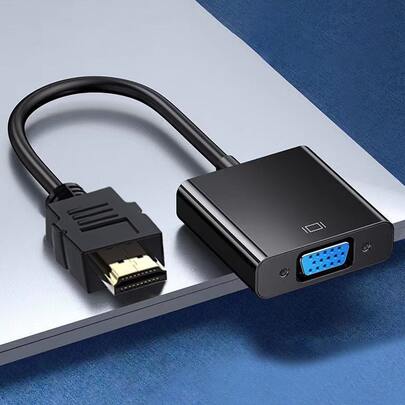 1 pieza Adaptador de cable convertidor de VGA a VGA de alta definición en negro, adecuado para monitores, proyectores, televisores, concentradores