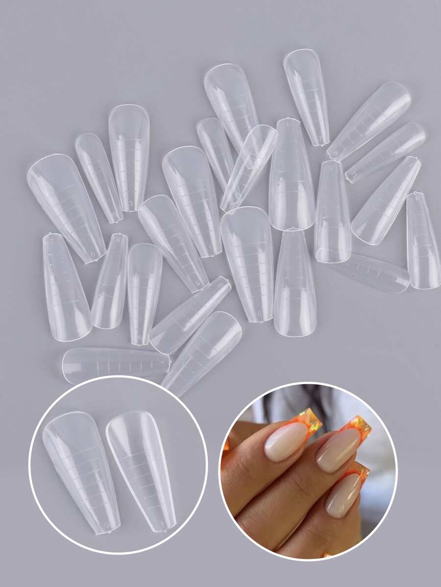 48Pcs Dual Forms Poly Extension Gel Nail Forms Full Cover False Nails Molds Acrylic Extension Gel Molds Diy Accessories Manicure Tools False Fake Nail Extension For Women Salon - Clear - View 1