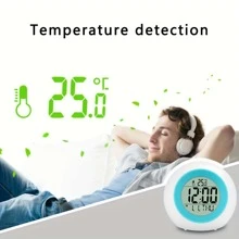 1 PC Night Light Alarm Clock, Children's Bedroom Touch Temperature Detection, Excellent Digital Clock For Girls And Boys, Creative Alarm Clock For  Desktop, Great Gift Giving Item