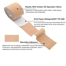 1入組布膠帶適合女士性感無鋼圈內衣聚攏內衣身體膠黏劑隱形乳房提升膠帶胸部提升貼紙至切5m - 杏色 - 查看 2