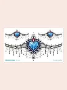 1 pieza pegatina de tatuaje debajo del pecho con encaje de diamante