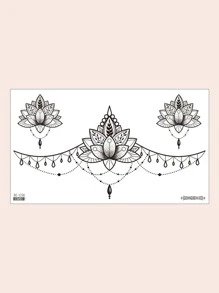 1 pieza de Tatuaje de calcomanía a prueba de agua y sexy con patrones florales de mandala para pecho y cintura,tatuajes maquina para tatuar tatuajes falsos - Verde - Ver 6