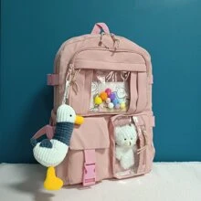 Mujer Mochila para portátil Mochilas escolares para Chicas Chicos múltiple bolsillos nuevo Kawaii Mochila múltiple bolsillos alta capacidad Mujer Bolso colega alumno Niños Mochila - Rosa - Ver 9