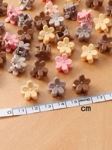 30pcs Girls' Mini Flower Hair Claw Clips (random Color) - Multicolor - View 3