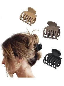 3 Stück Haarklammern mit doppelter Zahnreihe für dünnes Haar, 4,1 cm (ca. 1,6 Zoll) mittlere Größe, matte rutschfeste Kurzhaar-Accessoires für Frauen und Mädchen, Lässig Hair Jaw Clip, Haarklammern, Haarklemmen, Haarfänger-Clip, Schulsachen, College