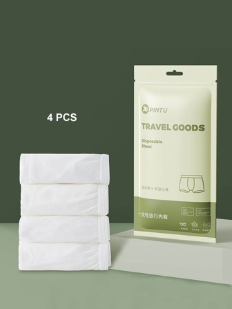 4 piezas/paquete Calzoncillos de hombres desechable con diseño , individualmente envuelto para con