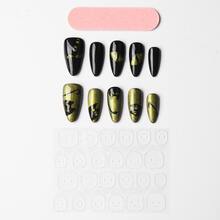 10入組尺寸L手工製作工藝按指甲片,黑色貓偏振的燈透明法語美甲時尚閃閃發光假指甲適合女士和女孩 - 彩色 - 查看 6