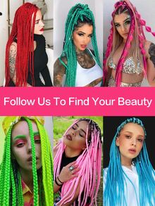 Braiding Hair Extensions 24inch Ombre Yaki Straight Jumbo Braids Synthetic Hair For African Women DIY Braid Green Hair - Green - View 5