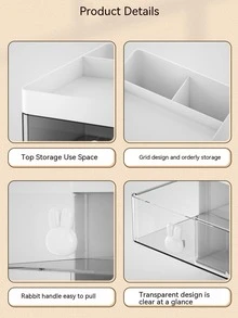 Drawer Type Pen Holder And Desk Organizer For Home And Office Use - Pink - View 3