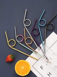 1 pieza Pajita de colores de acero inoxidable doblado - Multicolor - Ver 3