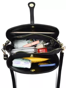 时尚百搭斜挎包，母亲节礼物，妈妈礼物，妈妈必备品，外出妈妈包，时尚女士包包优雅 - 黑色 - 查看 5