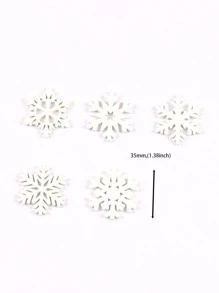 50pcs Wooden Snowflake Craft Pieces For Diy Scrapbooking, Wooden Decoration, Home Decor, Party Supplies - White - View 2