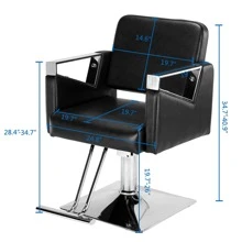 Classic Square Barber PVC Leather Ajudstable Versatile Swivel Chair Black - 黑色 - 查看 2
