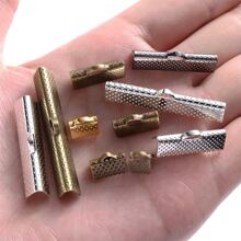 50 Cái/gói Khóa Cove Đầu Dây Đầu Dây Ruy Băng Kẹp Da Vòng Cổ Vòng Tay Đầu Nối Cho Vật Dụng Làm Đồ Trang Sức - Bạc - Xem 3