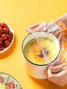 1pc 200pcs Colored Disposable Plastic Wrap Suitable For Sealing & Preservation Of Various Tableware, Thick & Heat-resistant, Microwave & Refrigerator Safe - Multicolor - View 2