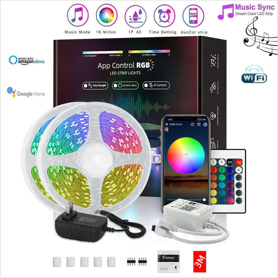 Alexa Goolge home Smart Wifi Waterproof Strip Light Kit Tape light - 白色 - 查看 1