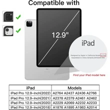 磁性保護殼，適用於iPad Mini 6、iPad Air 5/4、第10代10.9英寸iPad Pro，支援第2代Apple Pencil充電，瘦型平板電腦保護殼 - 黑色 - 查看 5