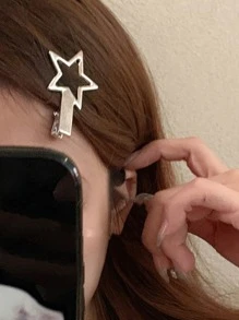 2pcs Women's Star Shaped Metal Hair Clips For Bangs, Casual Short Hair, Date Night Side Clips Street,School Y2k Claw Clips Hair Claws Hair Barrettes, School Stuff