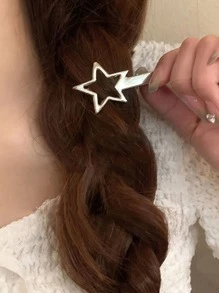 2pcs Women's Star Shaped Metal Hair Clips For Bangs, Casual Short Hair, Date Night Side Clips Street,School Y2k Claw Clips Hair Claws Hair Barrettes, School Stuff
