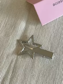2pcs Women's Star Shaped Metal Hair Clips For Bangs, Casual Short Hair, Date Night Side Clips Street,School Y2k Claw Clips Hair Claws Hair Barrettes, School Stuff