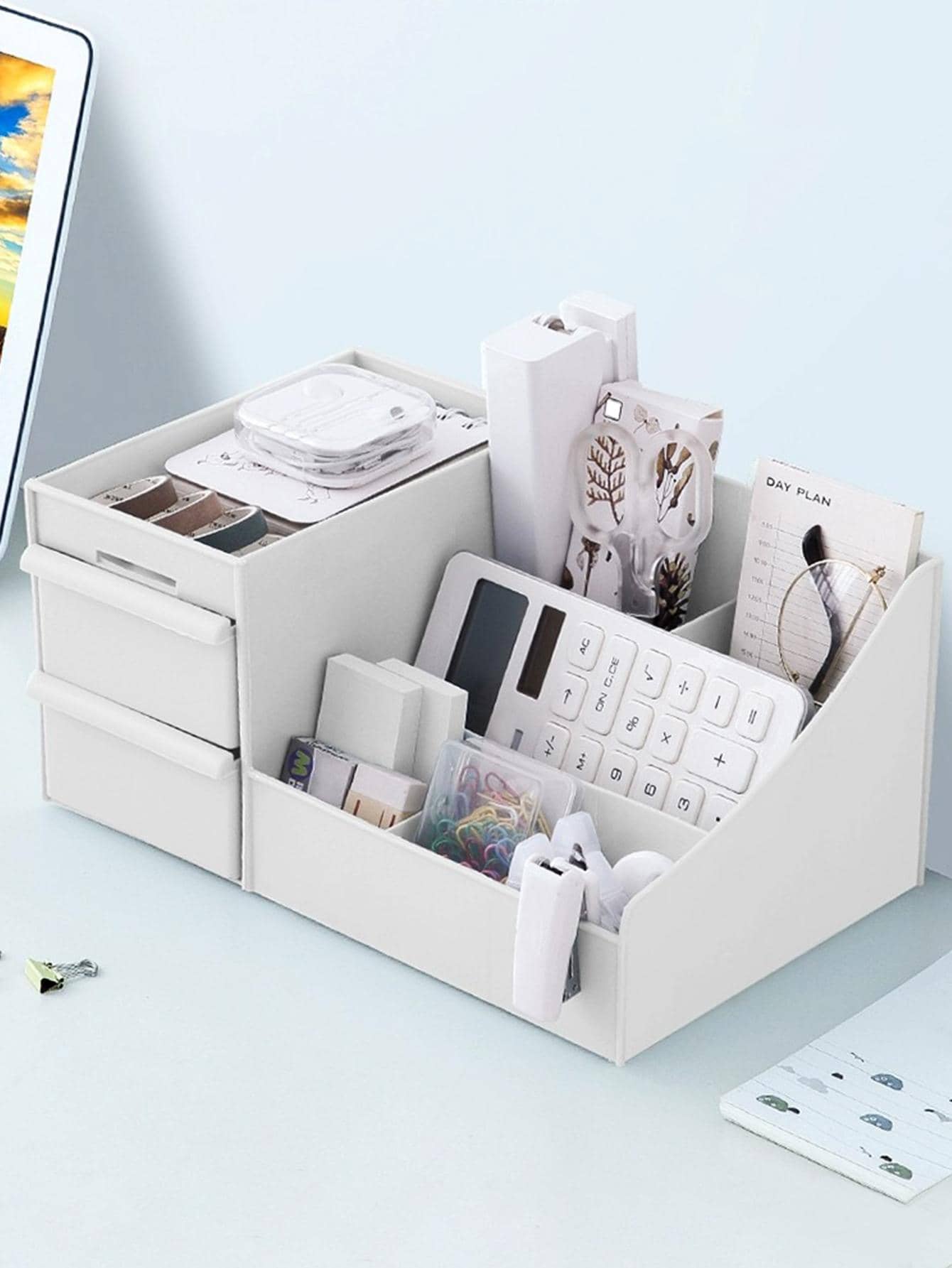 1pc Multigrid Cosmetic Storage Box, White Desktop Organizer, For Home SHEIN USA